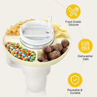 Bol à collation en silicone pour Stanley Cup 40oz, plateau à collation à 4 compartiments avec fente pour poignée, conteneur à collation pour porte-gobelet de voiture, sans BPA