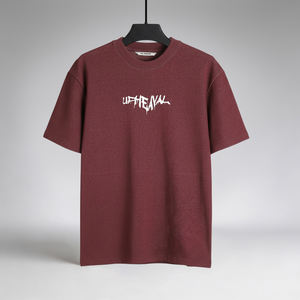 Camiseta Casual Color Granate Oscuro para Hombre, para Verano, 200 GSM, 70% Algodón, 30% Poliéster CVC, al por Mayor - Product Image 1