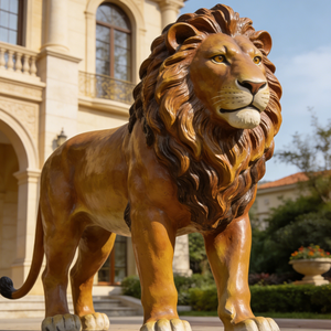 Statue <span class=keywords><strong>de</strong></span> lion en <span class=keywords><strong>fibre</strong></span> <span class=keywords><strong>de</strong></span> <span class=keywords><strong>verre</strong></span> pour extérieur, grande sculpture animale gardienne d'entrée pour la décoration <span class=keywords><strong>de</strong></span> jardin d'hôtel - Product Image 4