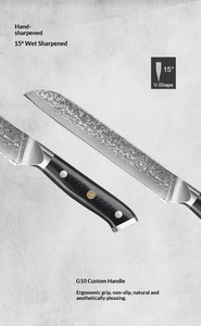 มีดเชฟญี่ปุ่นขนาด 6.7 นิ้ว เหล็กดามัสกัส ใบมีดหยัก ใช้ได้ทั้งมือซ้ายและขวา ด้ามไม้ตามหลักสรีรศาสตร์ ผิวซาติน ปลอดภัยสำหรับเครื่องล้างจาน - Product Image 2