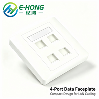 Plaque murale Keystone ABS ignifuge de type 86 à 4 ports, bord arrondi lisse, fixation murale à clipser pour connecteur Keystone RJ45/RJ11
