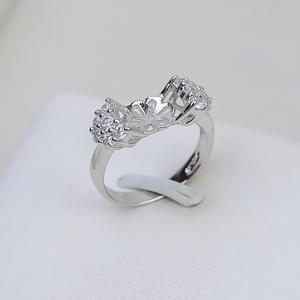 Bague en argent S925 pour femme, réglable, taille 8-12, accessoire DIY avec incrustation de perle vide, 155 anneaux en diamant - Product Image 2