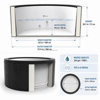Spa de massage rond portable personnalisé en mousse PE écologique pour 6 personnes, 184x73cm, noir uni, avec pompe classique