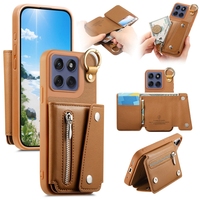 Étui de téléphone de style portefeuille antichoc pour Moto Edge 60 Fusion/Edge 60 Stylus/G15/G05/E15, coque arrière avec fermeture éclair