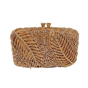 Women Temperament Crystal Evening <b>Bag</b> Bling Leaves Clutch Purse Vintage Elegant Handbag for Dinner Night Out - Product Image 4