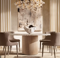 Table à manger ronde en chêne RH BYRON EMPERADOR, luxe, imperméable, 6 places, restaurant, hôtel, villa, mobilier de salle à manger en marbre