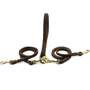 Laisse en cuir double face pour chien, pour 2 animaux simultanément, anti-emmêlement, pour l'entraînement des petits chiens - Product Image 3