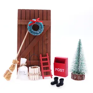 Miniatur Rumah Kayu Dekorasi Natal Set Miniatur Alat Peraga Adegan Puzzle Rumah Boneka Miniatur