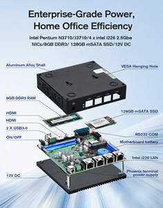 ไฟร์วอลล์อินดัสเทรียล บ็อกซ์ พีซี พร้อม Intel N3710/J3710 Quad-core 4*Intel I226 LAN HD-<span class=keywords><strong>MI</strong></span> VGA จอแสดงผลคู่ 1*COM Gateway Box - Product Image 5