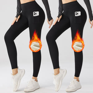 Dames Fleece Gevoerde Leggings Thermische Warme Winter Panty Hoge Taille Yogabroek Koud Weer Met Zakken - Product Image 3