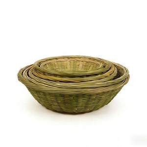 Hengguojia Bamboo Woven <b>Basket</b> With Base Light Green Kitchen Storage For <b>Bread</b> Fruit Vegetables Pastoral Style - Product Image 3