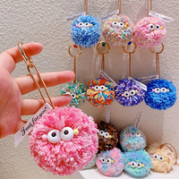 Porte-clés lumineux en peluche Kawaii Anime avec pompon en fourrure, breloque écologique pour la Saint-Valentin, accessoires de sac à dos