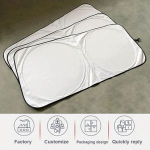 Pare-soleil pliable pour pare-brise avant, en polyester, anti-UV, pare-soleil pour voiture, pare-soleil double cercle pour voiture avec impression de logo personnalisé - Product Image 3