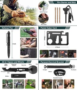 Kit de survie de 262 pièces : comprend un ensemble complet d'articles de survie et de plein air, y compris une trousse d'urgence, un sac à bandoulière, un sac de secours. - Product Image 5