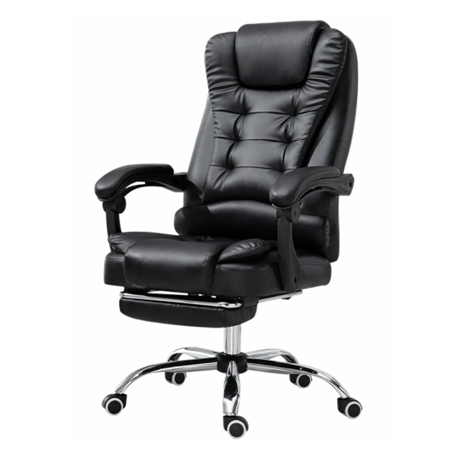 Large and large executive desk PU leather rotating chair boss office chair with footrest