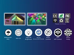 Aleros inteligentes iluminación RGB APP control Bluetooth 100FT 72LEDs decoración de vacaciones IP68 impermeable LED permanente al aire libre aleros Luz