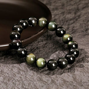 Bracciale in Ossidiana Arcobaleno Naturale 8A di Alta Qualità JD GEMS, Bracciale Elastico Unisex Iridescente con Occhi per Guarigione Emotiva - Product Image 5