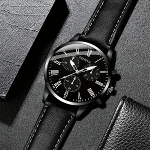 GINEBRA Trendy <span class=keywords><strong>2</strong></span> piezas/set negro Delgado minimalista esfera grande reloj de viaje de negocios y pulsera conjunto de regalo para hombres estilo urbano - Product Image 4