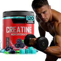 Permen Creatine Label Pribadi Creatine Monohydrate Gummies untuk Pertumbuhan Otot Suplemen Kesehatan Permen 120 Buah