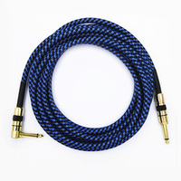 Câble de Guitare Blindé Tressé Bleu 3m à Faible Bruit pour Performance Live, Boucle d'Effets, Clavier, Amplificateur, Câble Guitare TS 3,5mm