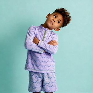 Conjunto de Traje de Baño para Niños de Poliéster Reciclado UPF50+ con Estampado de Ballena Ecológico, Manga Larga con Media Cremallera - Product Image 2