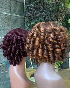 Bouncy xoăn tóc giả tóc con người với những tiếng nổ FUMI lọn tóc ngắn Bob trứng Curls glueless đầy đủ máy làm tóc giả cho phụ nữ - Product Image 3