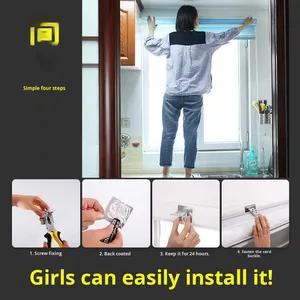 Stores vénitiens occultants électriques sans perçage 2025, pare-soleil enroulable pour cuisine, salle de bain, fenêtre, en polyester, bambou, persiennes - Product Image 5