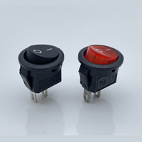 Interrupteur à bascule rond KCD11 2 broches 3A/250V SPST, contact en cuivre, ouverture 15mm, rouge, éclairé, commande marche-arrêt pour appareils électroménagers