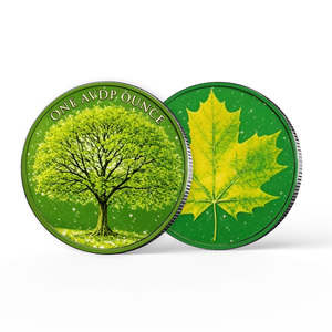 Nouvelle pièce de monnaie en cuivre 2026, plaques de cuivre 2D, feuilles vertes, une once, pièce de monnaie en argent pour la <span class=keywords><strong>d</strong></span>écoration intérieure et la collection - Product Image 2