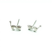 Boucles d'oreilles clous en argent sterling 925 avec zircon, motif chat mignon et tendance pour femme, bijoux en argent simples