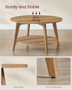 <span class=keywords><strong>Tavolino</strong></span> da Caffè Nordico Moderno a 2 Ripiani Rotondo in <span class=keywords><strong>Legno</strong></span> <span class=keywords><strong>con</strong></span> Vano Portaoggetti per Soggiorno - Product Image 4