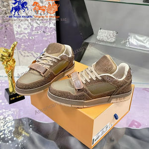 Zapatillas Deportivas de Alta Calidad, Diseño de Lujo, Cuero Genuino, con Cristales y Diamantes, Diseño con Velcro, Estilo Casual para Skateboard - Product Image 2