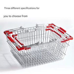 Paniers de courses en fil d'acier électroplaqué, paniers à main avec poignées, tailles personnalisées disponibles pour projets de supermarchés - Product Image 3