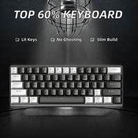 Teclado Mecánico para Juegos Más Vendido, 60%, USB Tipo-C, Portátil, Retroiluminado, 61 Teclas, Colorido, Inglés