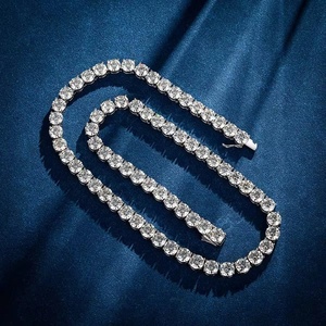 사용자 정의 14K 골드 925 스털링 실버 체인 3/5/6mm Moissanite 보석 테니스 쿠바 체인 팔찌 남성용 - Product Image 3