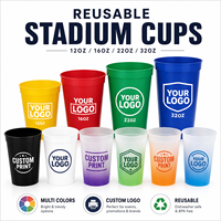 Gobelet de stade réutilisable en plastique de 16 oz sans BPA, avec logo personnalisé imprimé, gobelet souvenir pour événements sportifs et fêtes
