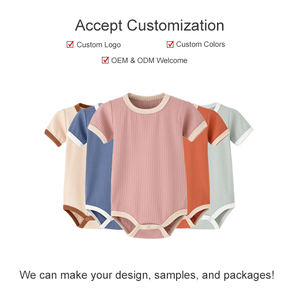 Ropa Infantil Personalizada al por Mayor, Body de Manga Corta de Algodón y Elastano para Bebés, Niñas y Niños, Verano - Product Image 1