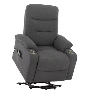 Sofá reclinable de elevación eléctrica de un solo <span class=keywords><strong>motor</strong></span>, un asiento con chenilla y Marco de Metal extensible, portavasos, función de masaje, 1 unidad - Product Image 1