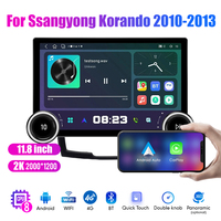 11.8 "Berlian tombol ganda 2K QLED Screen 2 Din Android Car Radio untuk Ssangyong Korando 2010-2013 Stereo Auto Carplay Android
