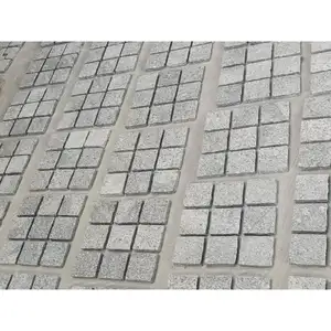 Shihui Vierkante Kubus Fantasie Granieten Stapel Bond Gevlamd Oppervlak Natuurlijke Split Rand Oprit Bestrating Steen Mesh Kasseien Voor Wegen