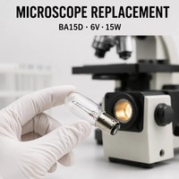 Ampoule de remplacement pour microscope, lampe halogène 6V 15W BA15D, 100 heures, culot baïonnette, source de lumière tubulaire transparente, pièces de rechange