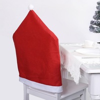 Housse de chaise de Noël en tissu non tissé rouge écologique en gros, décoration de chaise de salle à manger de Noël pour la maison et le restaurant