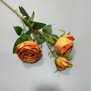 KEWEI 964 vendita diretta artificiale principessa rosa 3 forchette seta <span class=keywords><strong>senape</strong></span> giallo rosa fiore centrotavola matrimonio fiore - Product Image 1