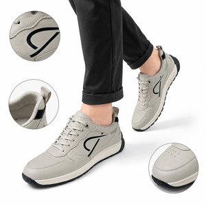Zapatillas Deportivas Transpirables de Caña Baja con Cuero Granulado, Puntera Perforada, Diseño Gráfico, Suela Gruesa Antideslizante, con Cordones, para <span class=keywords><strong>Hombre</strong></span> - Product Image 1