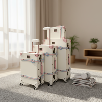 Ensemble de bagages en cuir vegan OEM ODM avec étiquette privée, logo personnalisé, valise faite à la main, cadre en aluminium, valise de voyage à roulettes