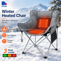 Chaise de camping chauffante alimentée par USB, pliable et portable, avec chauffage du dossier et du siège pour une utilisation en extérieur en hiver