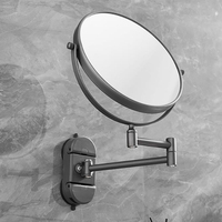 Suction Cup Wall Mounted Makeup Mirror with 360° Swivel Extendable Arm Double Sided 10X Magnifying for Bathroom Hotel