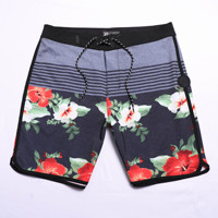 Shorts de bain imprimés extensibles 4 directions pour hommes, séchage rapide, avec cordon de serrage et poches, pour la plage et le surf