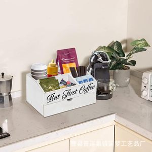 Wooden <b>coffee</b> utensil organizer <b>box</b> with drawers, multi-compartment tea bag and <b>coffee</b> capsule storage <b>box</b>, solid wood storage - Product Image 2