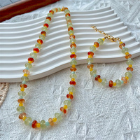Vente directe d'usine mode calcédoine longue chaîne Vintage luxe trois couleurs calcédoine perle collier et bracelet ensemble pour les femmes